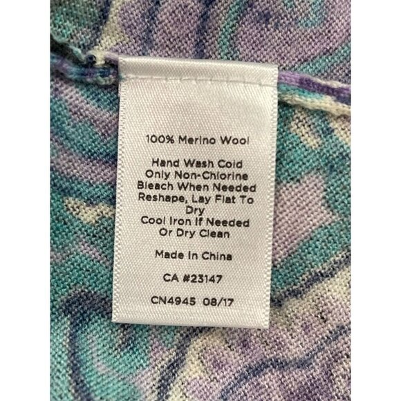 Talbots Paisley Merino Wool Bell Sleeve Sweater Medium - Picture 5 of 6